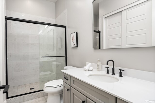 8956 Suncreek Trl, Reno, NV 89523 - bathroom featuring vanity, a stall shower, and tile patterned flooring