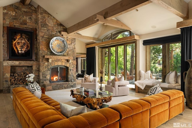 4000 Goodsell Ln, Reno, NV 89523 - living area featuring a stone fireplace and hardwood / wood-style flooring