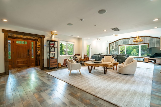 4000 Goodsell Ln, Reno, NV 89523 - living area featuring a chandelier, wood-type flooring, recessed lighting, and baseboards
