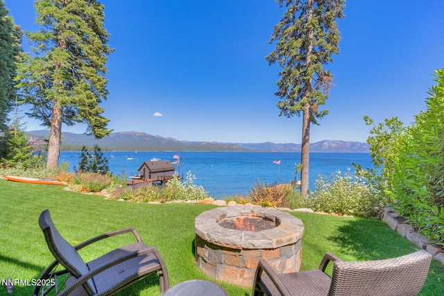 4250 N Lake Blvd, Carnelian Bay, CA 96140 - water view featuring mountains and a fire pit