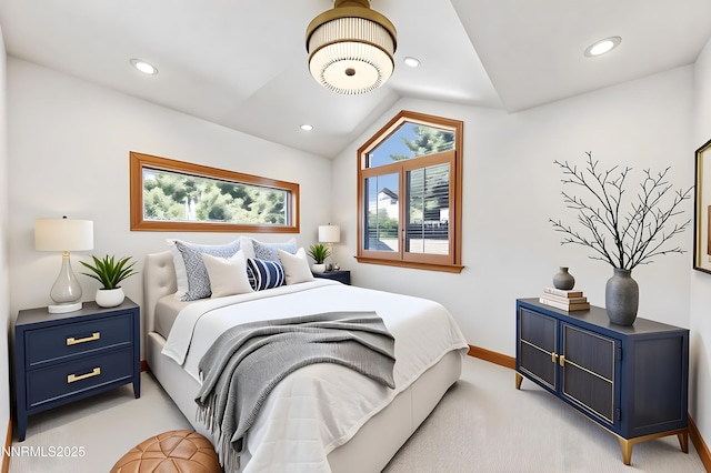 210 Sheridan Creek Ct, Gardnerville, NV 89460 - bedroom featuring vaulted ceiling, recessed lighting, and baseboards