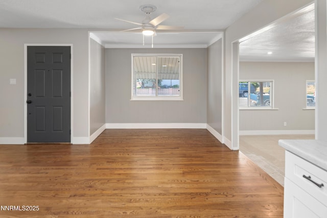 1600 Duke Way, Reno, NV 89502 - spare room with light wood-type flooring, ceiling fan, baseboards, and ornamental molding
