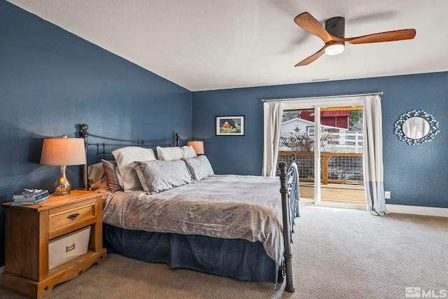 4400 Bridle Way, Reno, NV 89519 - carpeted bedroom with access to exterior, baseboards, and a ceiling fan