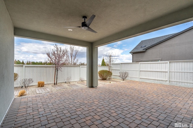 605 Braided Rope Dr, Reno, NV 89511 - view of patio with a ceiling fan and a fenced backyard