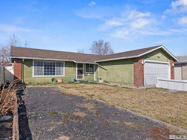 1248 Lindsay Ln, Carson City, NV 89706 - single story home with an attached garage, fence, and brick siding