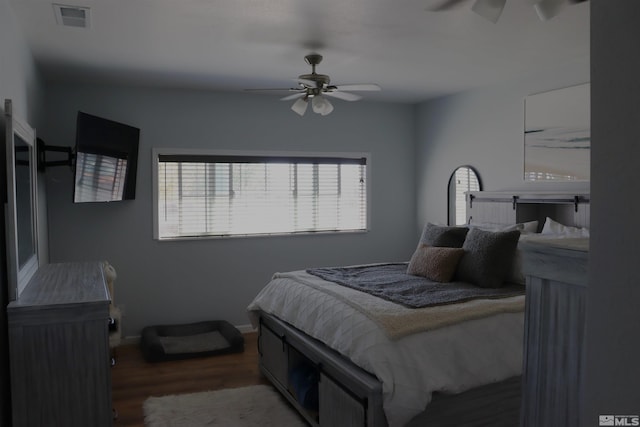255 Ash St, Hawthorne, NV 89415 - bedroom with wood finished floors, baseboards, and ceiling fan