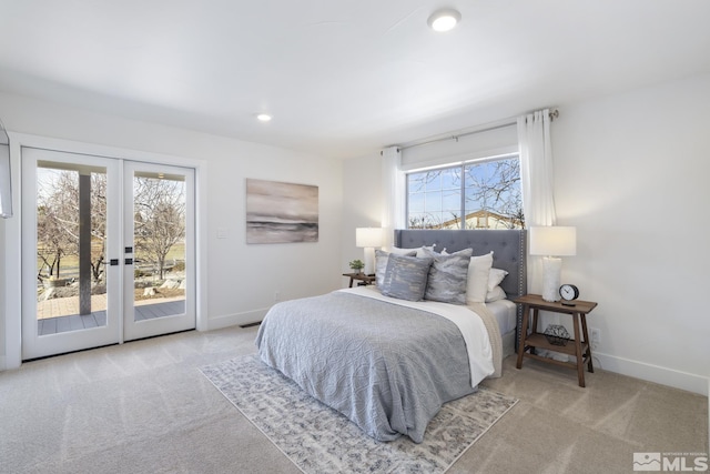 915 Maple Creek Ct, Reno, NV 89511 - carpeted bedroom featuring access to exterior, multiple windows, baseboards, french doors, and recessed lighting