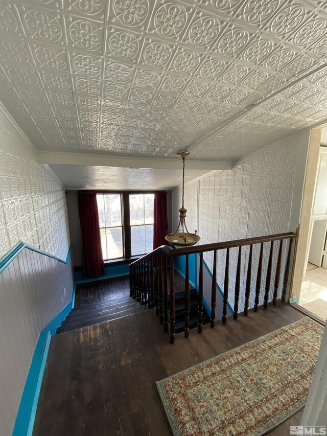 85 S Main, Paradise Valley, NV 89426 - stairs featuring hardwood / wood-style flooring, an ornate ceiling, and ornamental molding