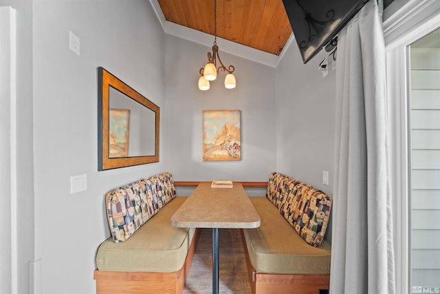 331 Tramway Dr # 26, Stateline, NV 89449 - dining area featuring wood ceiling, vaulted ceiling, and wood finished floors