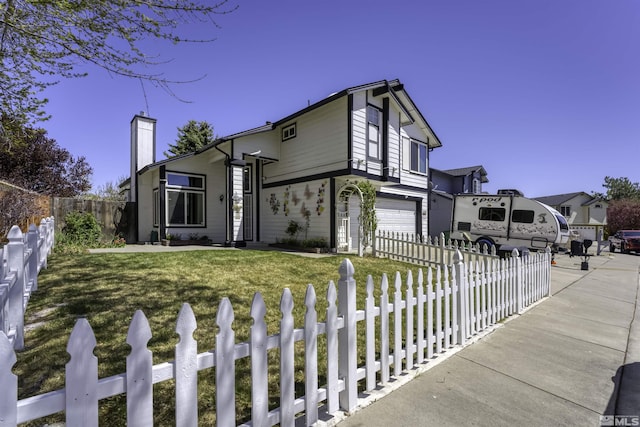 6357 Moon Ridge Ter, Reno, NV 89523 - view of front facade with an attached garage, a chimney, and concrete driveway
