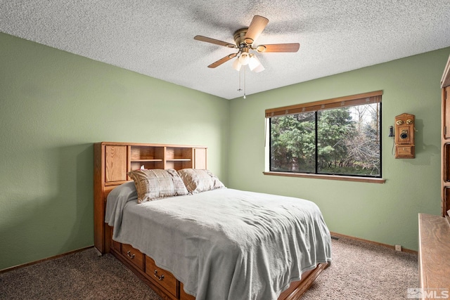 12880 Roseview Ln, Reno, NV 89511 - carpeted bedroom with a textured ceiling, baseboards, and a ceiling fan