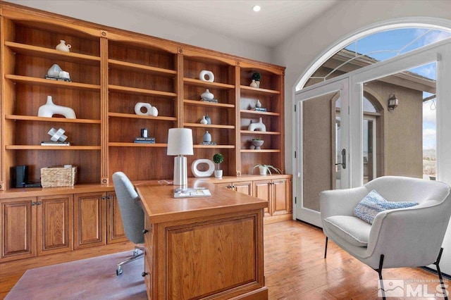 1005 Desert Jewel Ct, Reno, NV 89511 - office area featuring light wood-style floors and built in study area