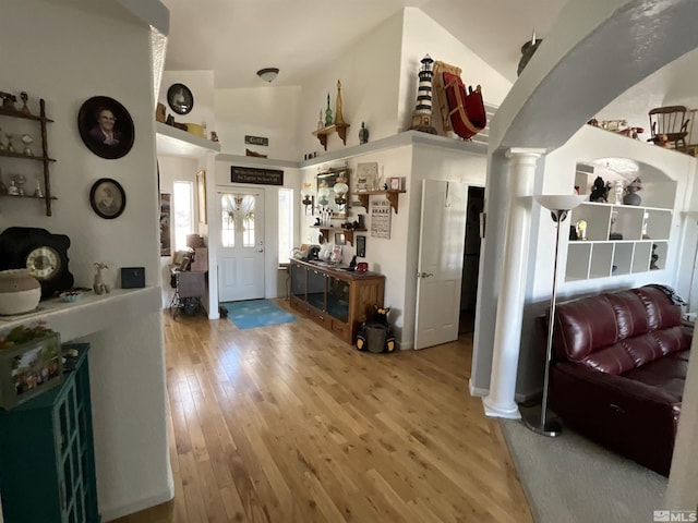5710 Sarah Rd, Fallon, NV 89406 - living area with light wood-style flooring and ornate columns