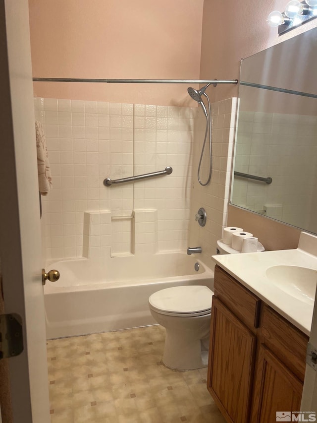 1425 Loma Verde Dr, Sparks, NV 89436 - bathroom featuring tile patterned floors, toilet, vanity, and shower / washtub combination