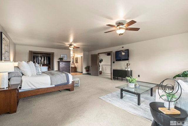 4840 Keshmiri Pl, Reno, NV 89519 - bedroom with light colored carpet, baseboards, and ceiling fan