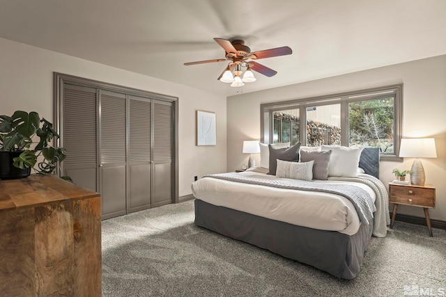 4840 Keshmiri Pl, Reno, NV 89519 - bedroom featuring carpet floors, a closet, ceiling fan, and baseboards