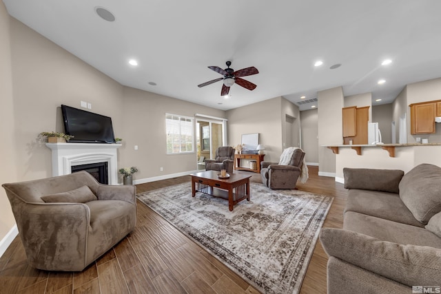 5807 Desert Mirage Dr, Sparks, NV 89436 - living room with baseboards, wood finished floors, and recessed lighting