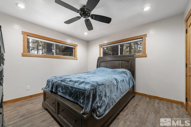 190 Meadow, Stateline, NV 89449 - bedroom with baseboards, multiple windows, wood finished floors, and recessed lighting