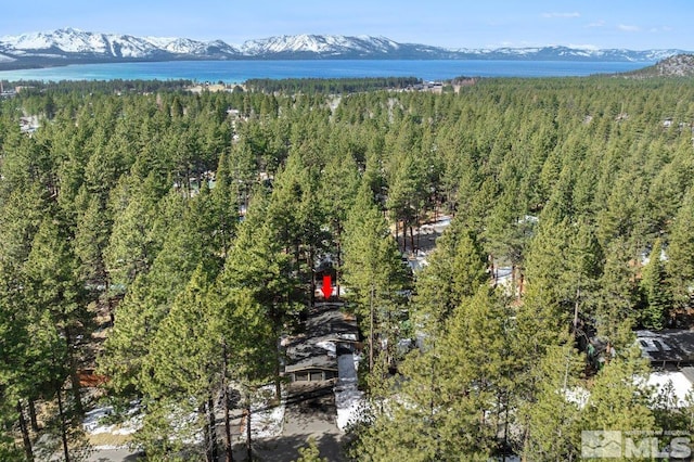 190 Meadow, Stateline, NV 89449 - aerial view of property and surrounding area featuring a mountain backdrop and a forest
