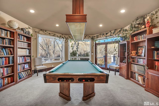 15 Hidden Lake Dr, Reno, NV 89521 - recreation room with carpet, billiards, recessed lighting, and wallpapered walls