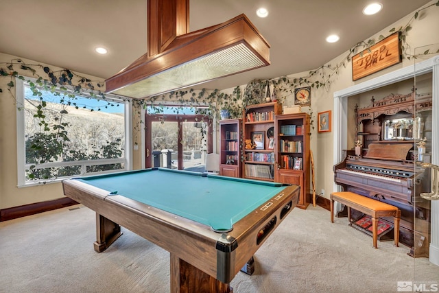 15 Hidden Lake Dr, Reno, NV 89521 - recreation room with carpet floors, baseboards, pool table, and recessed lighting