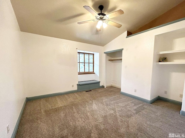 21410 Sazarac Rd, Reno, NV 89521 - unfurnished bedroom featuring carpet, vaulted ceiling, baseboards, a closet, and a ceiling fan