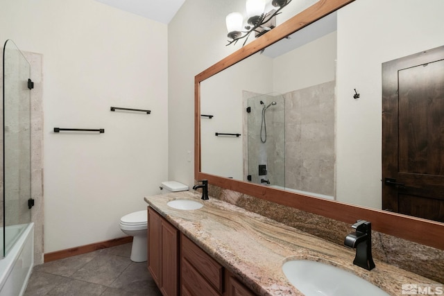 159 River Flow Dr, Reno, NV 89523 - bathroom featuring toilet, double vanity, tile patterned flooring, tub / shower combination, and baseboards