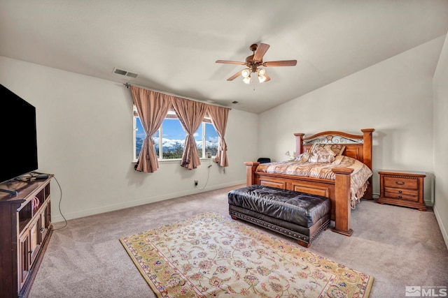 2861 Sunline Dr, Reno, NV 89523 - bedroom featuring carpet, baseboards, lofted ceiling, and a ceiling fan