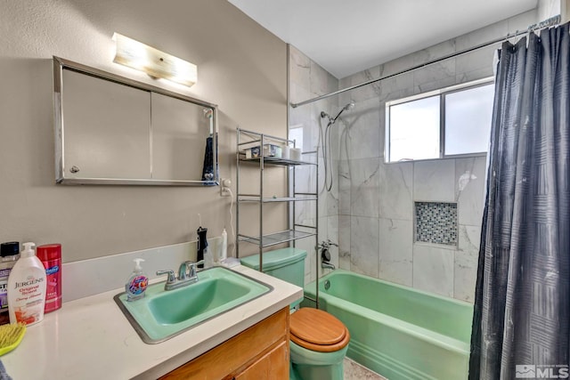 435 Cindy, Fallon, NV 89406 - bathroom featuring toilet, shower / bathtub combination with curtain, and vanity