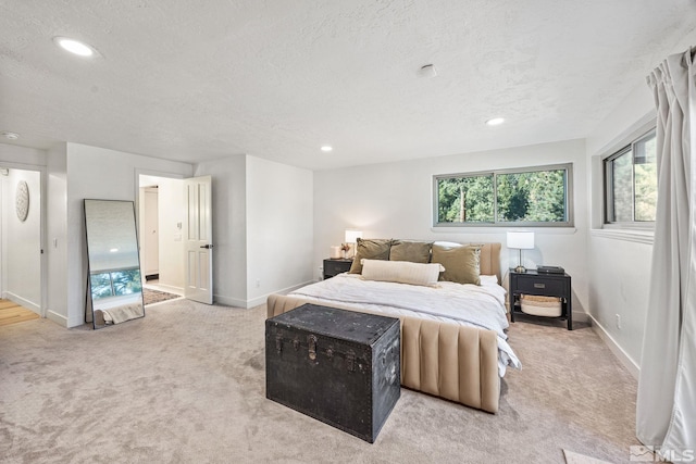 3055 US Highway 395, Washoe Valley, NV 89704 - bedroom with light carpet, a textured ceiling, recessed lighting, and baseboards
