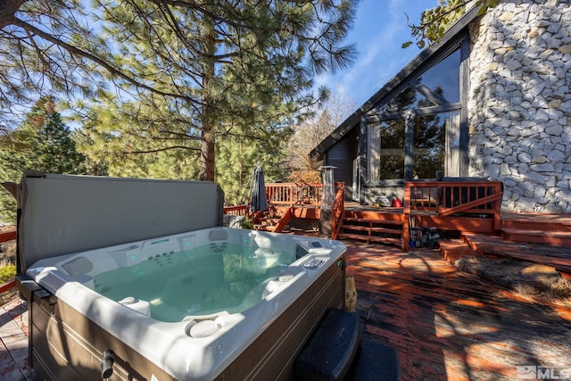 3055 US Highway 395, Washoe Valley, NV 89704 - wooden deck featuring a hot tub