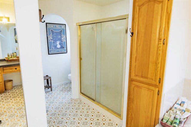 4635 Country River Dr, Fallon, NV 89406 - bathroom with a stall shower and toilet