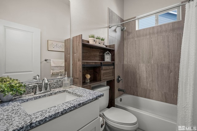 1046 Savona Ct, Dayton, NV 89403 - full bathroom featuring shower / bathtub combination with curtain, toilet, and vanity