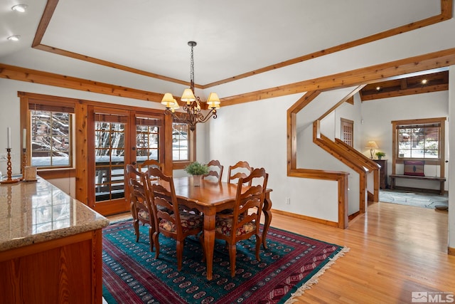 929 Northwood Unit 68, Incline Village, NV 89451 - dining space with a chandelier, light wood-type flooring, baseboards, and recessed lighting