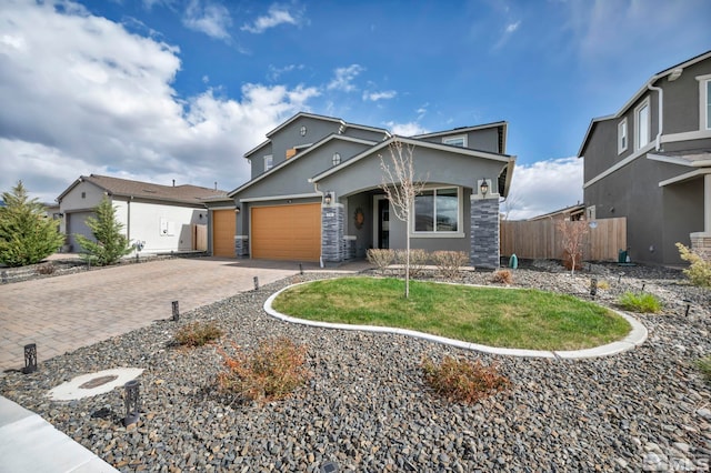 2181 Wyaconda Dr, Sparks, NV 89436 - traditional home featuring fence, decorative driveway, stucco siding, and a garage