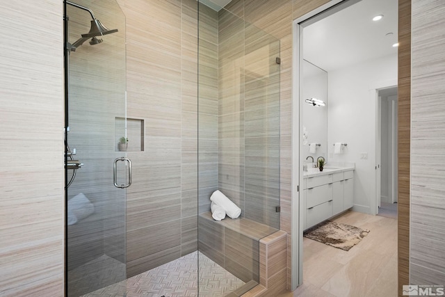 4060 Goodsell Ln, Reno, NV 89523 - bathroom featuring a stall shower and vanity