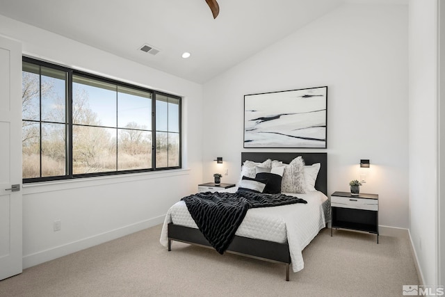 4060 Goodsell Ln, Reno, NV 89523 - bedroom with vaulted ceiling, light carpet, baseboards, and ceiling fan