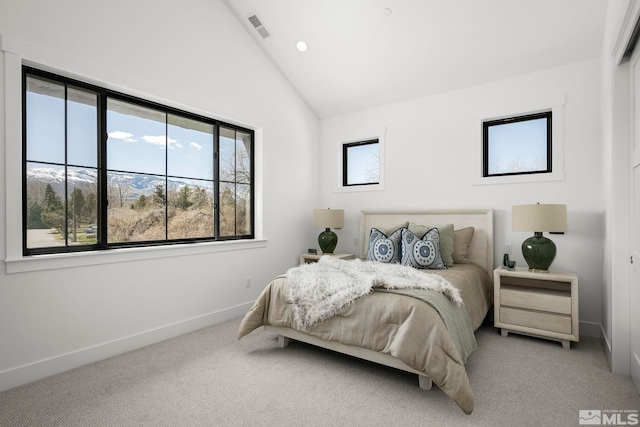 4060 Goodsell Ln, Reno, NV 89523 - bedroom featuring carpet floors, baseboards, vaulted ceiling, and recessed lighting