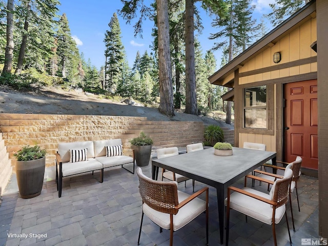 449 Andria Dr, Stateline, NV 89448 - view of patio with outdoor dining area and an outdoor living space
