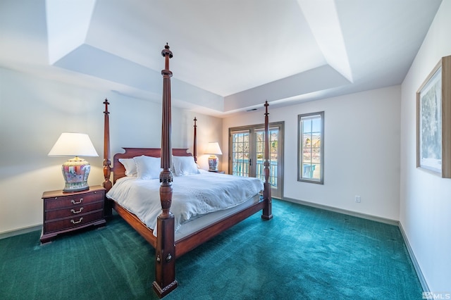 1185 Paddock Ln, Reno, NV 89521 - bedroom with carpet floors, baseboards, a raised ceiling, french doors, and access to outside