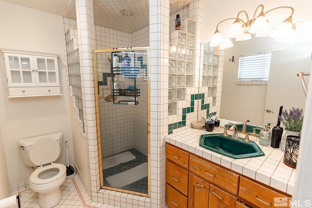 2225 Figoni Ranch Rd, Sparks, NV 89434 - bathroom with a stall shower, toilet, vanity, and tile patterned flooring