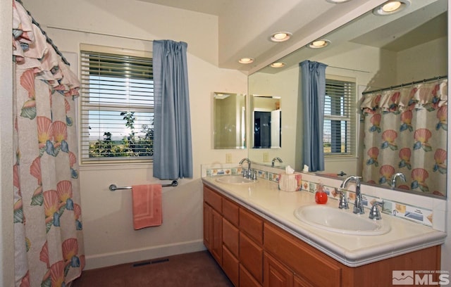 45 Lower Colony Rd, Wellington, NV 89444 - bathroom featuring recessed lighting, double vanity, and baseboards