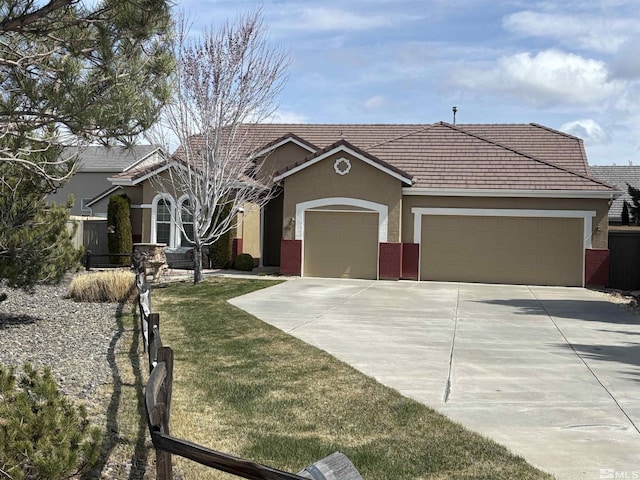10316 Sterling View Ct, Reno, NV 89521 - single story home featuring an attached garage, concrete driveway, stucco siding, a front lawn, and a tile roof
