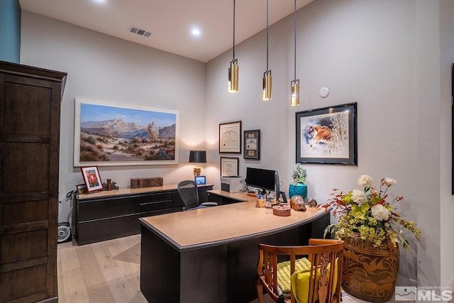 720 Marewood Trl, Reno, NV 89511 - office space featuring light wood-type flooring, recessed lighting, and high vaulted ceiling
