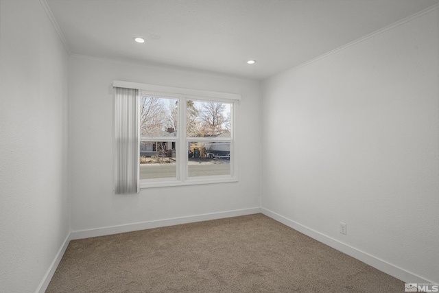939 Bates Ave, Reno, NV 89502 - carpeted spare room with baseboards, recessed lighting, and crown molding