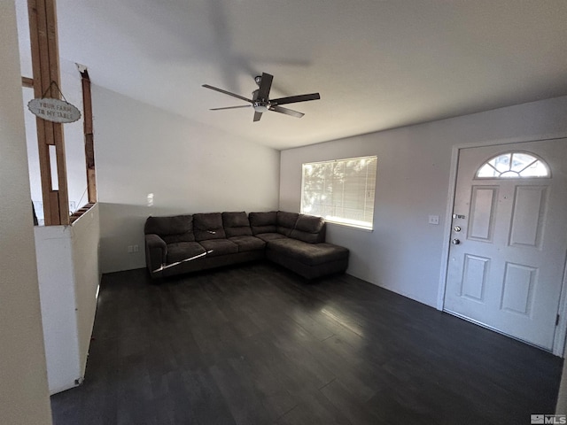 6515 Galice Ct, Sun Valley, NV 89433 - living area featuring dark wood-type flooring, ceiling fan, and plenty of natural light