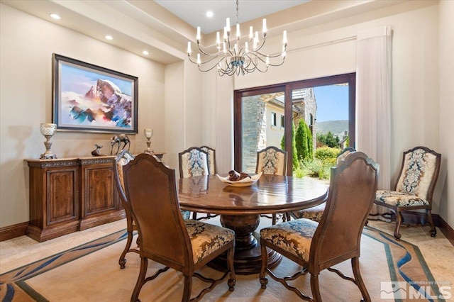 6645 De Chardin Ln, Reno, NV 89511 - dining space with a chandelier, baseboards, and recessed lighting