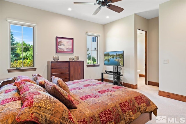 6645 De Chardin Ln, Reno, NV 89511 - bedroom featuring carpet floors, multiple windows, baseboards, a ceiling fan, and recessed lighting