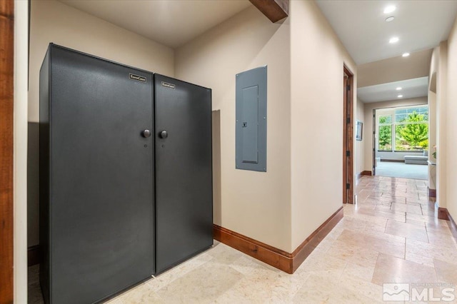 6645 De Chardin Ln, Reno, NV 89511 - corridor featuring electric panel, baseboards, and recessed lighting