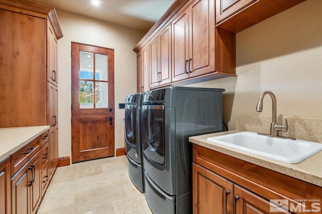 6645 De Chardin Ln, Reno, NV 89511 - washroom with washing machine and dryer, cabinet space, and recessed lighting